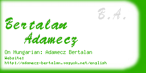 bertalan adamecz business card